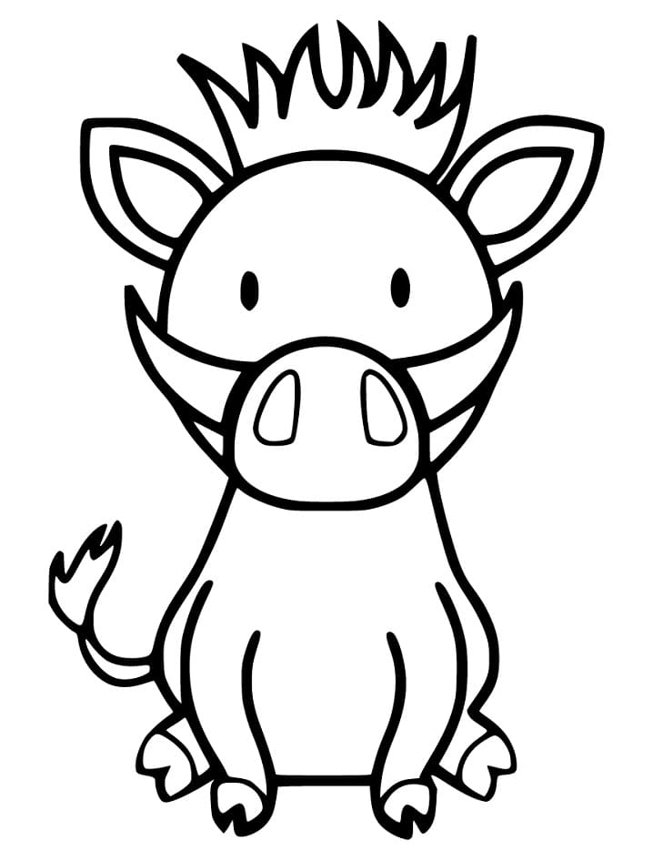 Cute Warthog Coloring Page
