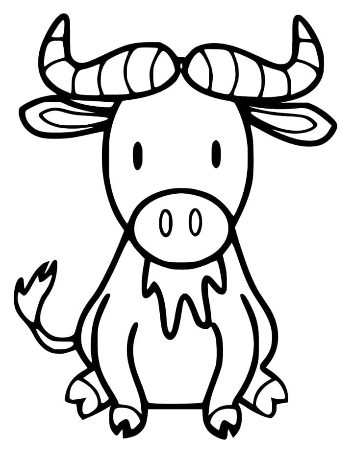 Cute Wildebeest Coloring Page
