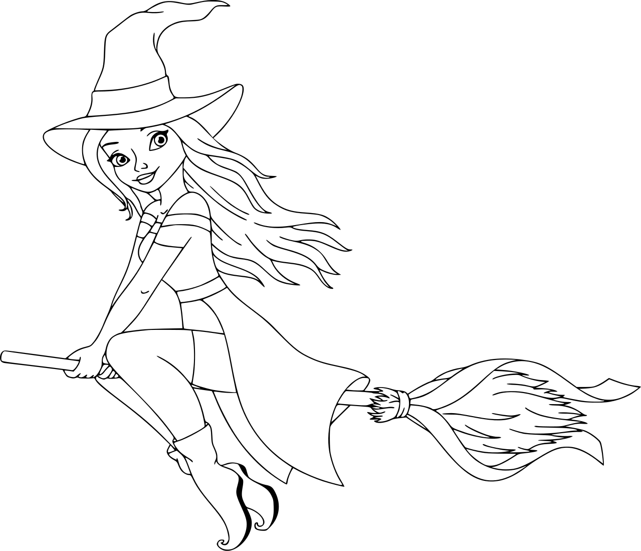Cute Witch Barbie Coloring Page
