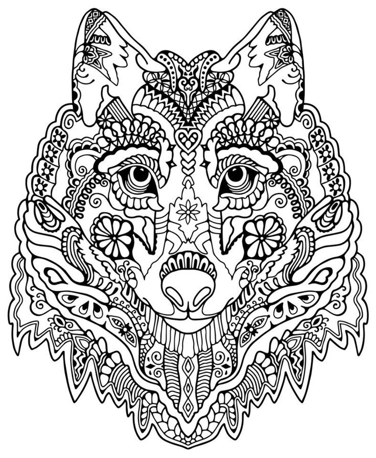 Cute Wolf Adult Mandala Grown Up Coloring Page