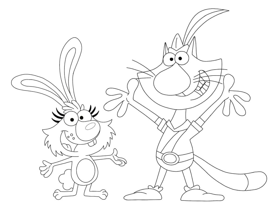 Daisy and Nature Cat Coloring Page