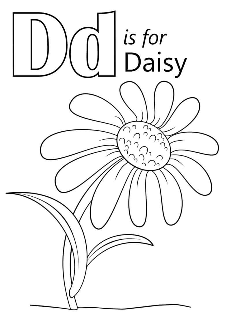 Daisy Letter D Coloring Page