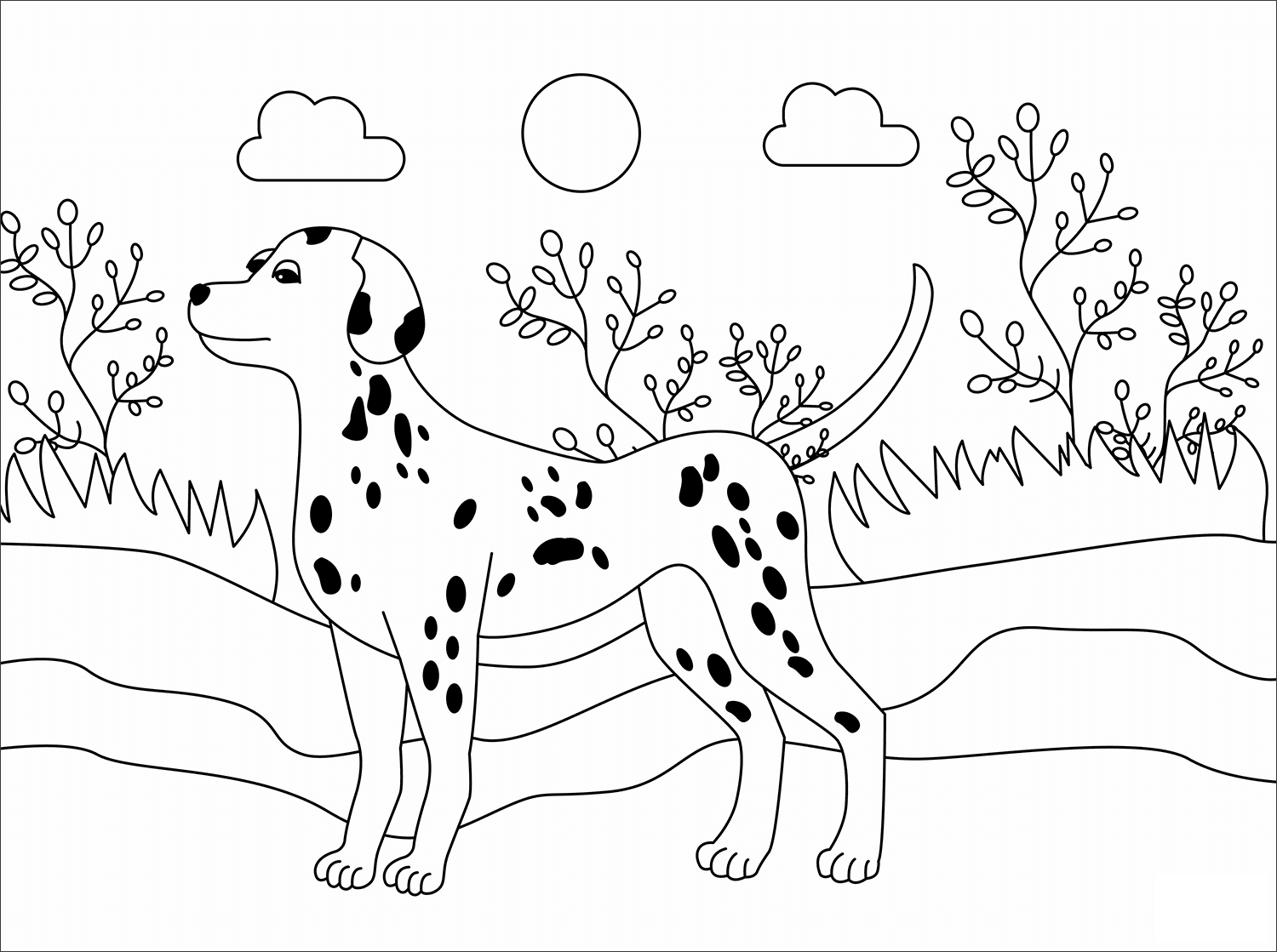 Dalmatian Dog Animal Simple Coloring Page