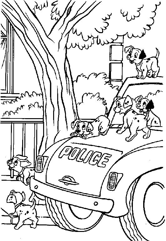 Dalmatians On Police Car