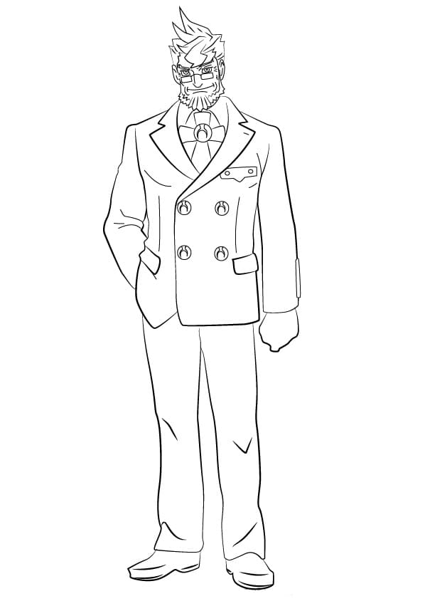Damon Gant from Ace Attorney Coloring Page