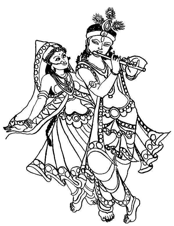 Dancing And Playing Flutes Coloring Page