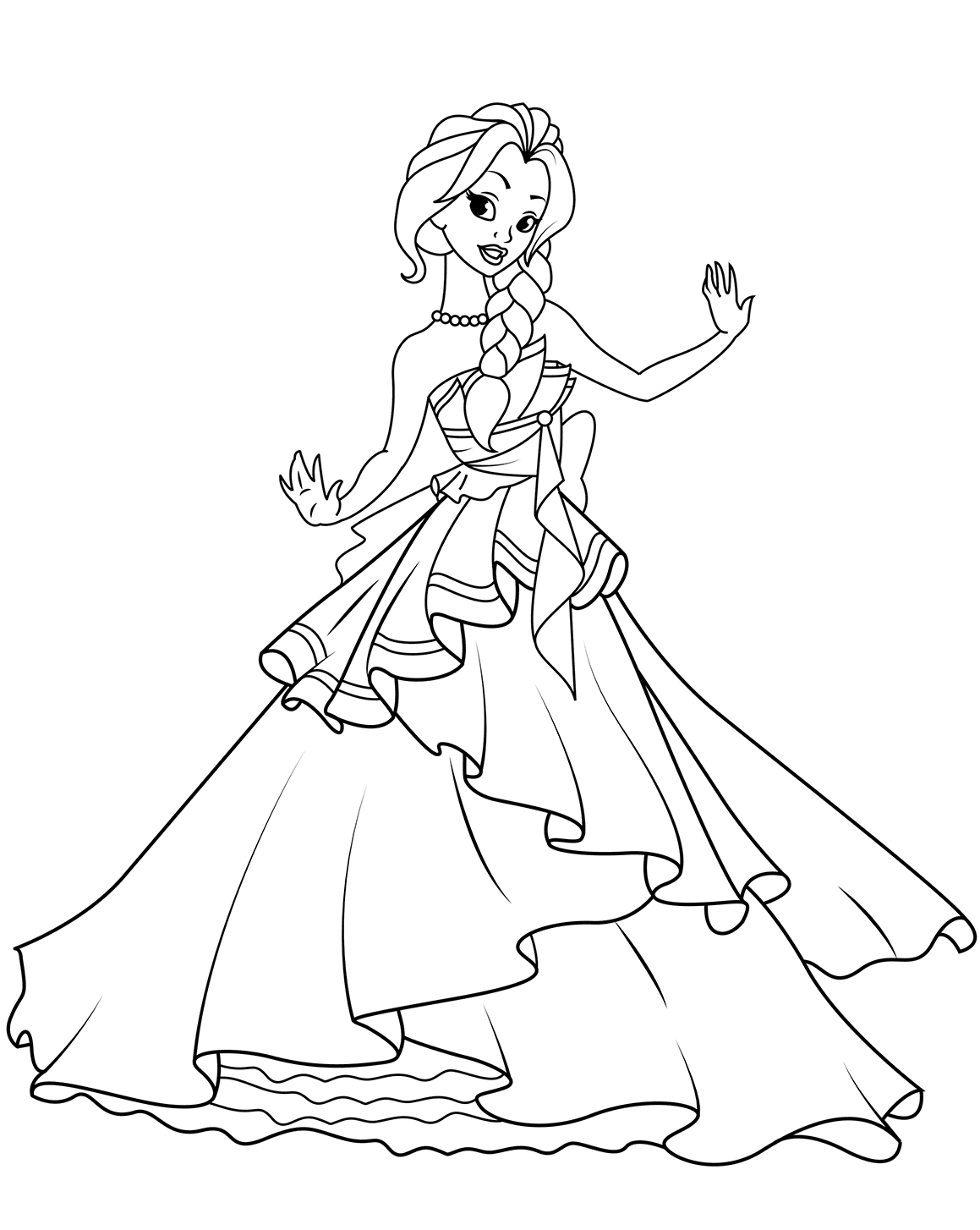 Dancing Princess Having Fun Coloring Page