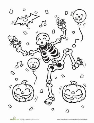 Dancing Skeleton Coloring Page