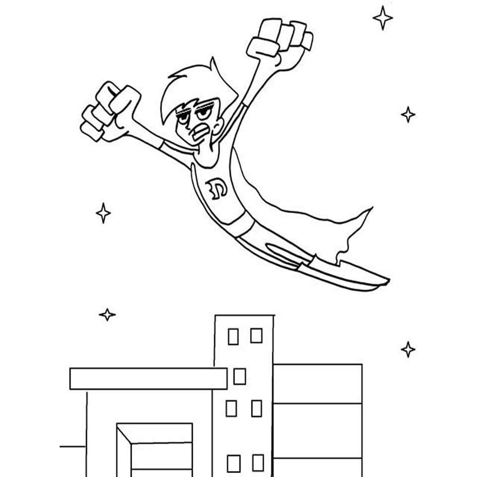 Danny Phantom Flying Coloring Page