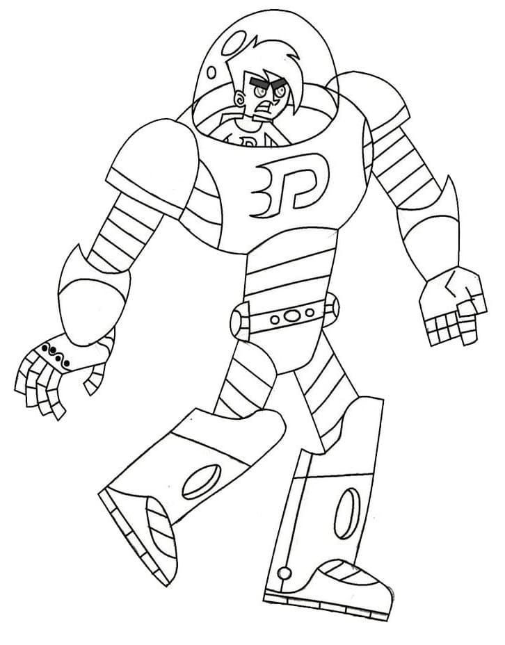 Danny Phantom in Robot Coloring Page