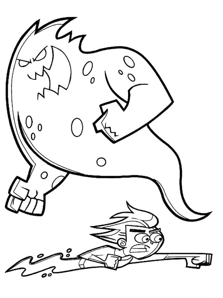 Danny Phantom is Fighting Coloring Page