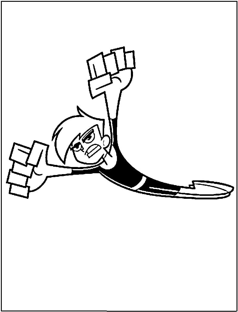 Danny Phantom is Flying Coloring Page