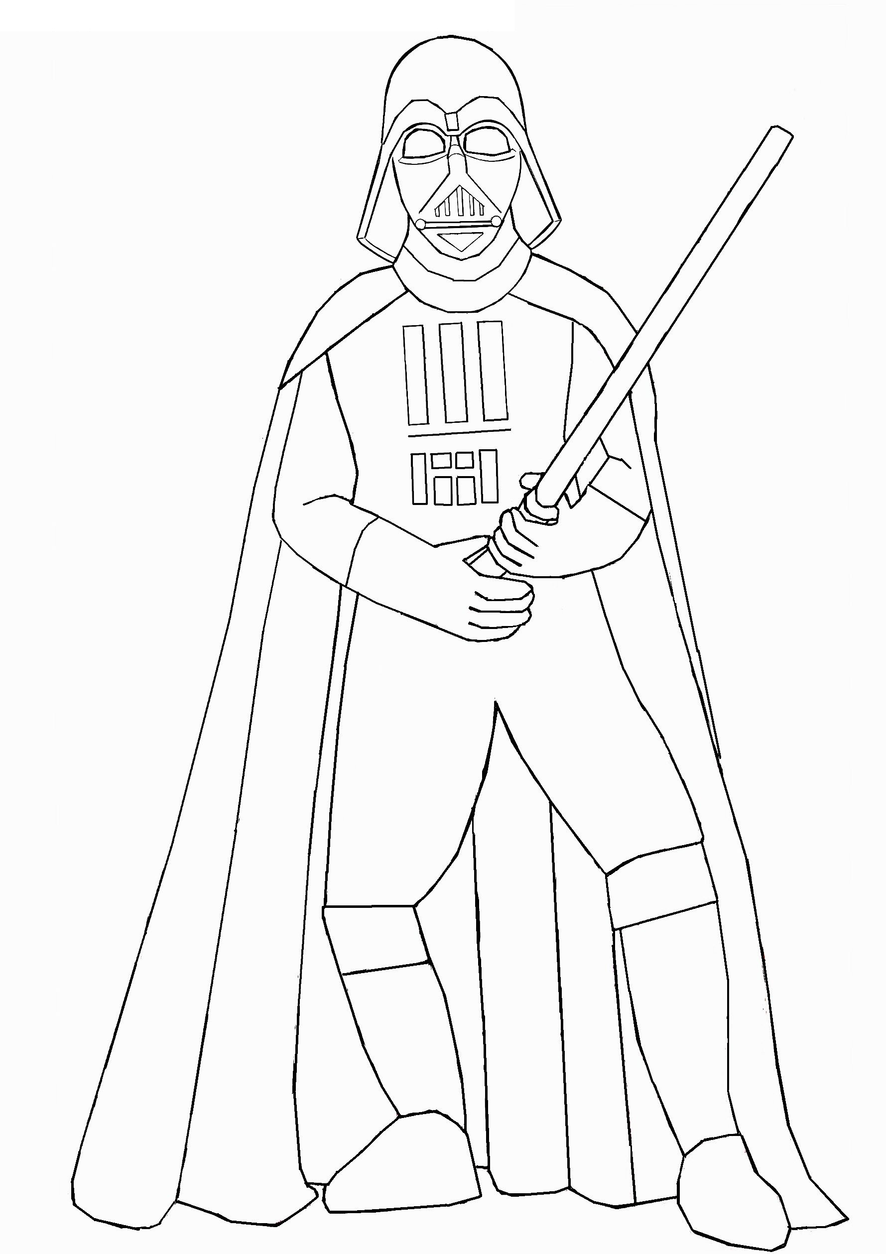 Darth Vader Holding Lightsaber Coloring Page