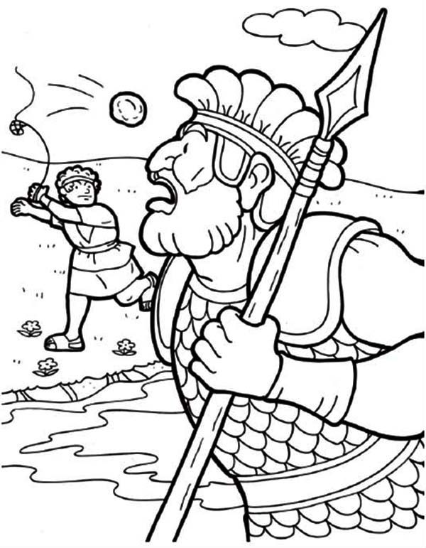 David and Goliath Bibles Coloring Page