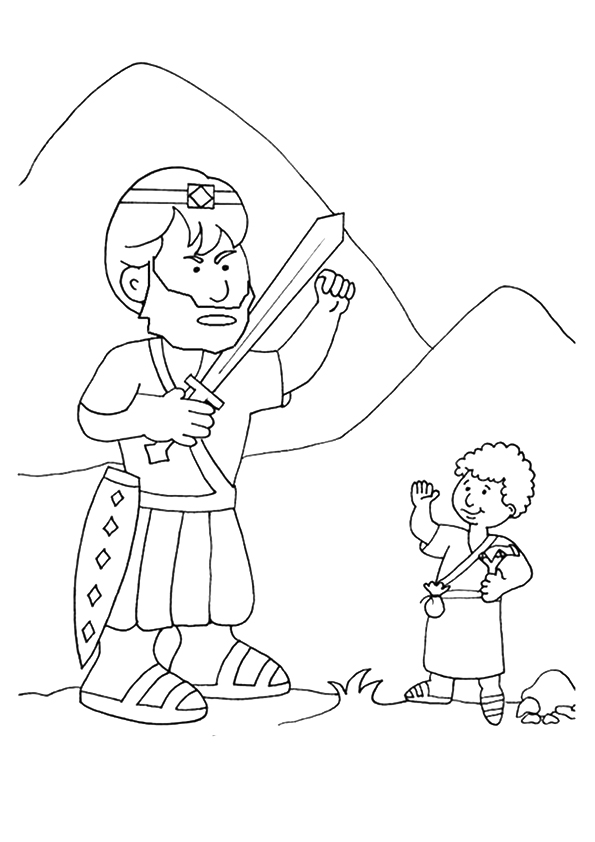 David and Goliath Story Coloring Page