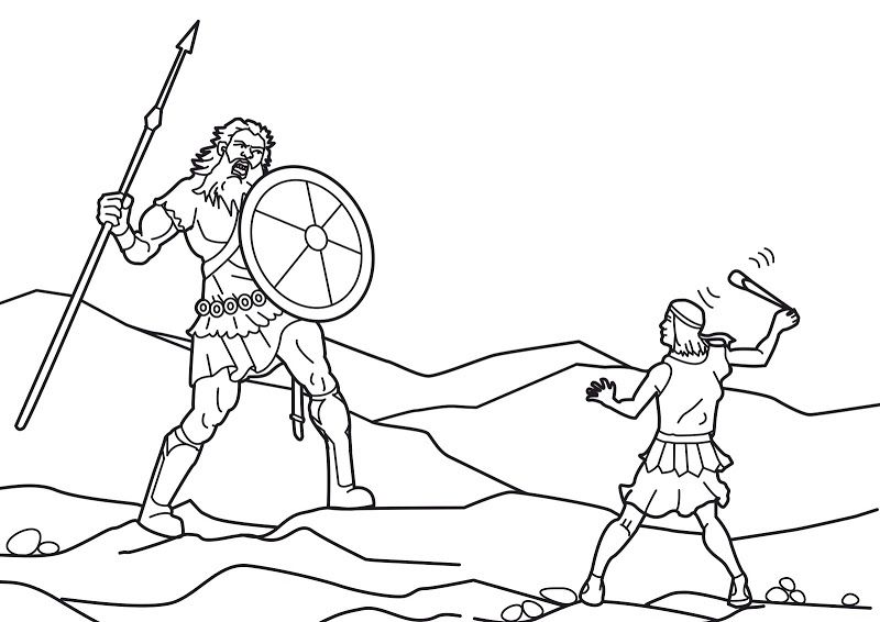 David and Goliath Storys Coloring Page