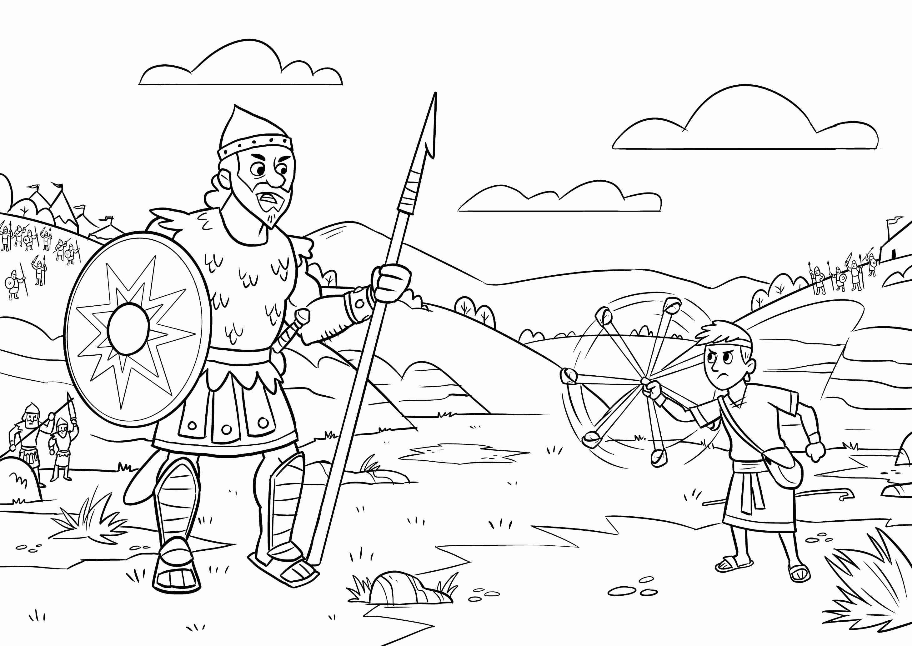 David and Goliaths Coloring Page