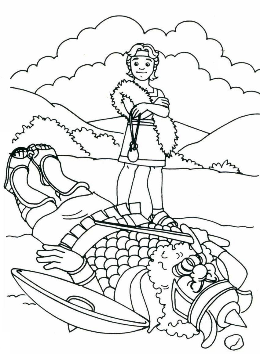 David Defeating Goliath Coloring Page