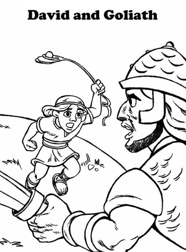 David Fighting Goliath Coloring Page