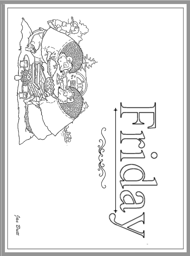 Days Of The Week Friday By Jan Brett Coloring Page