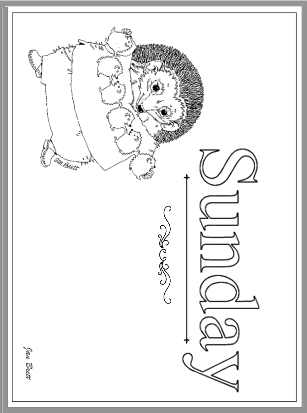Days Of The Week Sunday By Jan Brett Coloring Page