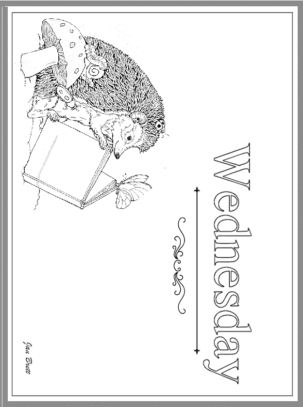 Days Of The Week Wednesday By Jan Brett Coloring Page