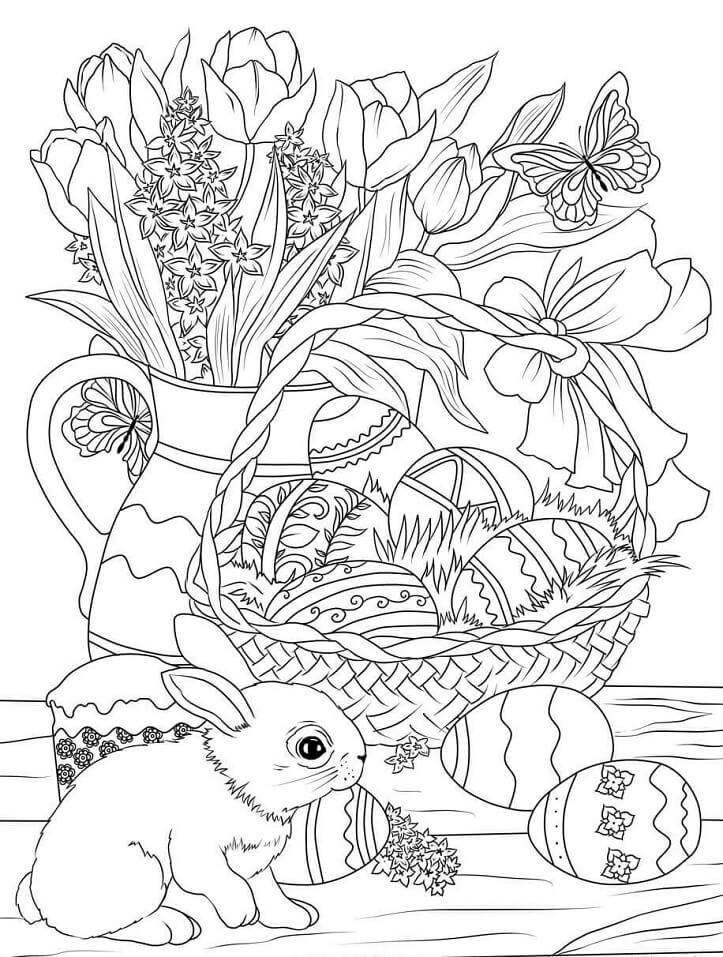 Decorated Easter Basket Coloring Page