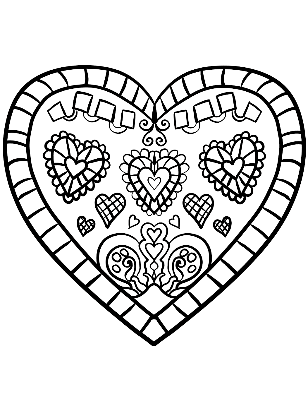 Decorated Heart Coloring Page