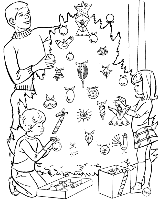 Decorating Christmas Tree Coloring Page