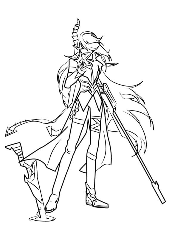 Demonio from Elsword Coloring Page