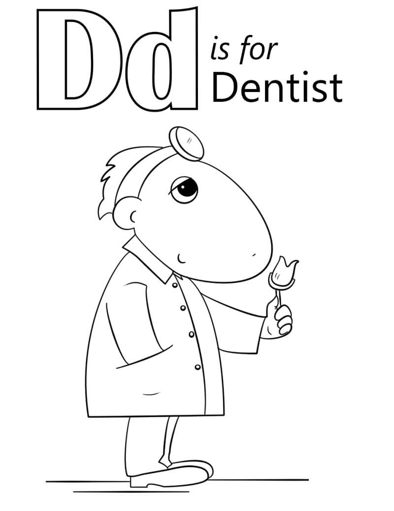 Dentist Letter D Coloring Page