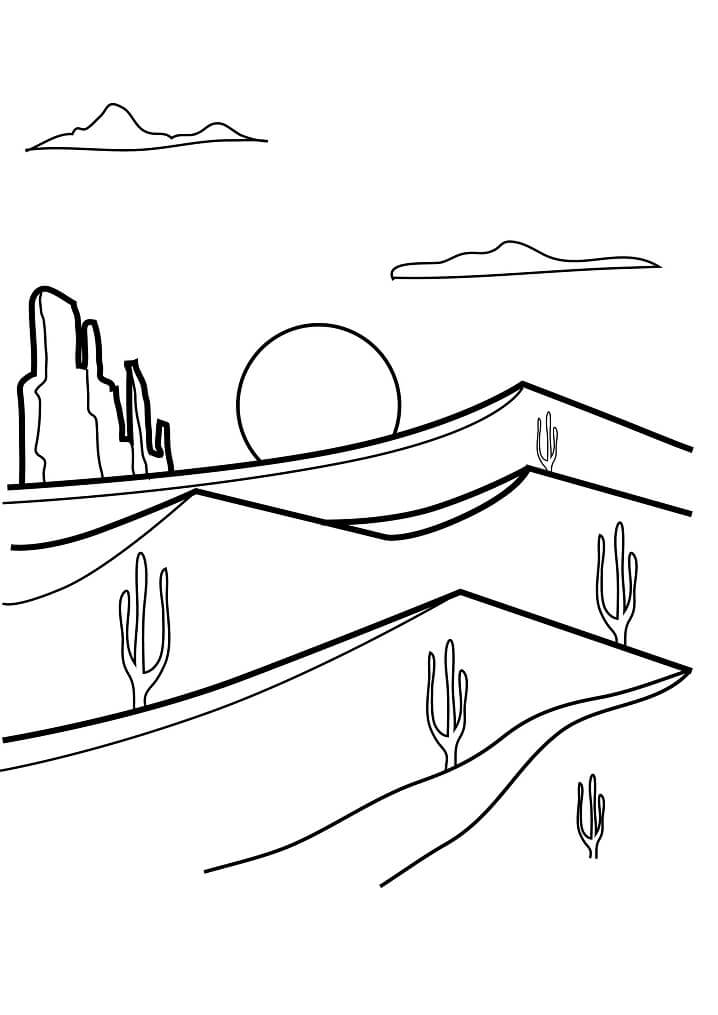 Desert Scenery Coloring Page