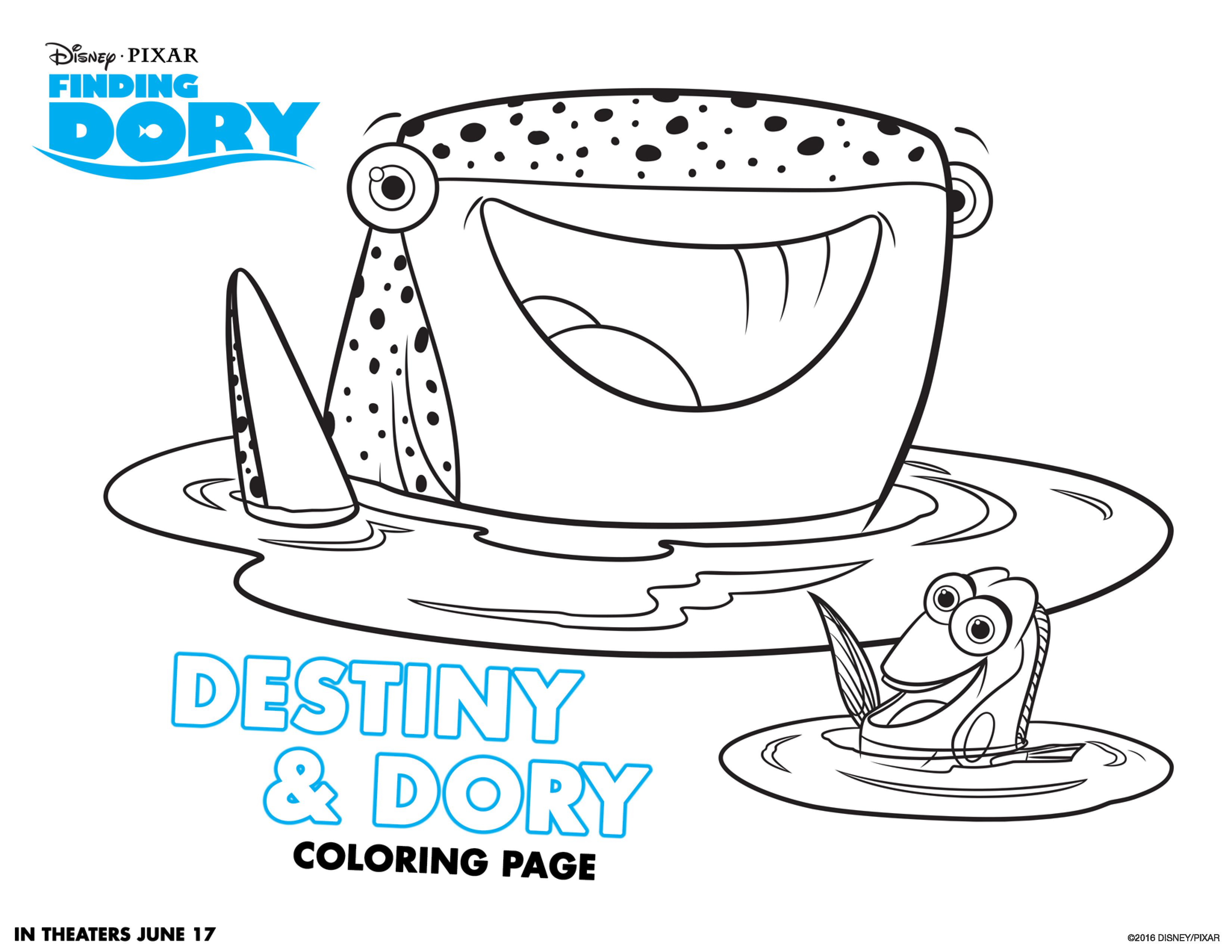 Destiny and Dory Coloring Page
