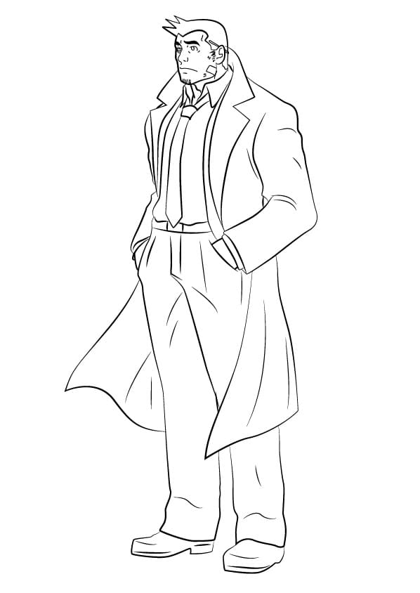Dick Gumshoe from Ace Attorney Coloring Page