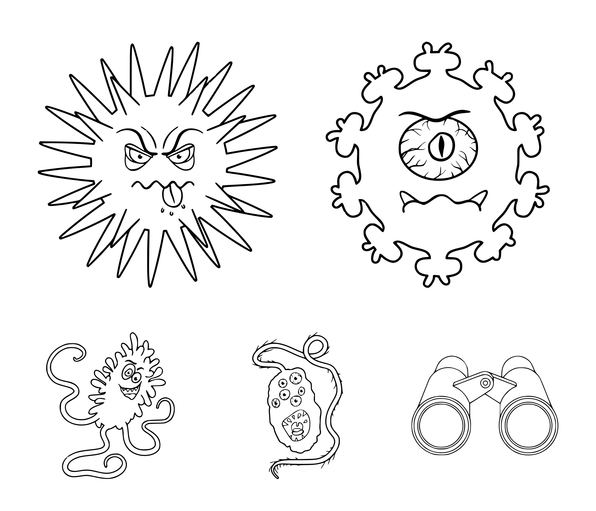 Different Types Of Microbes And Virus Covid 19 Coloring Page