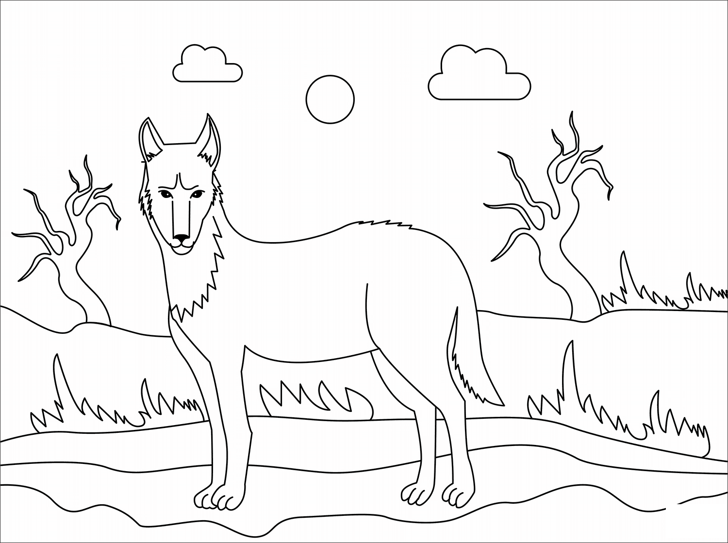 Dingo Animal Simple Coloring Page