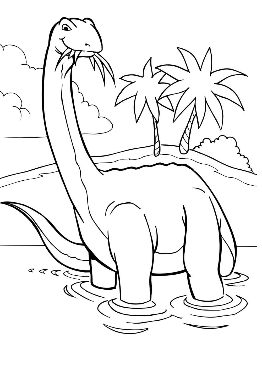 Dino Brontosaurus Coloring Page