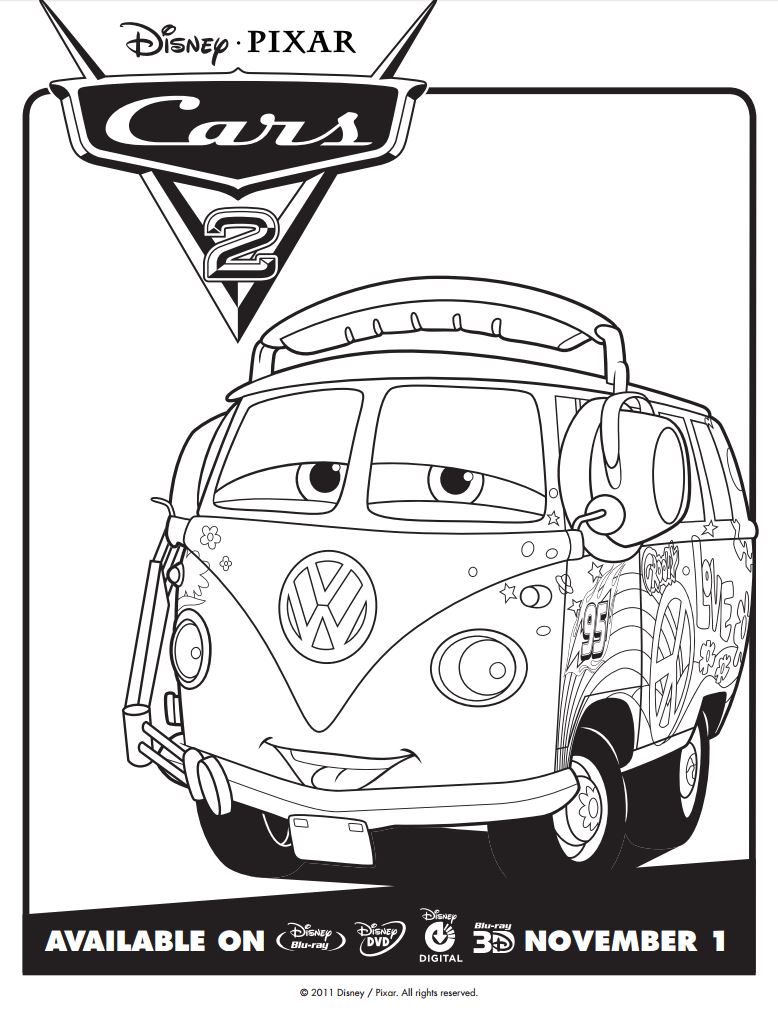 Disney Cars 20 Fillmore Coloring Pages   Coloring Cool