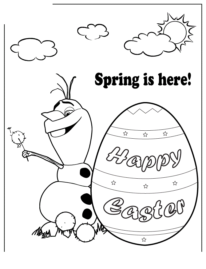 Disney Frozen Olaf Spring Easter Colouring Page