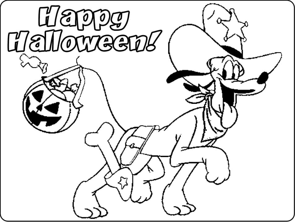 Disney Halloween Pluto Coloring Page