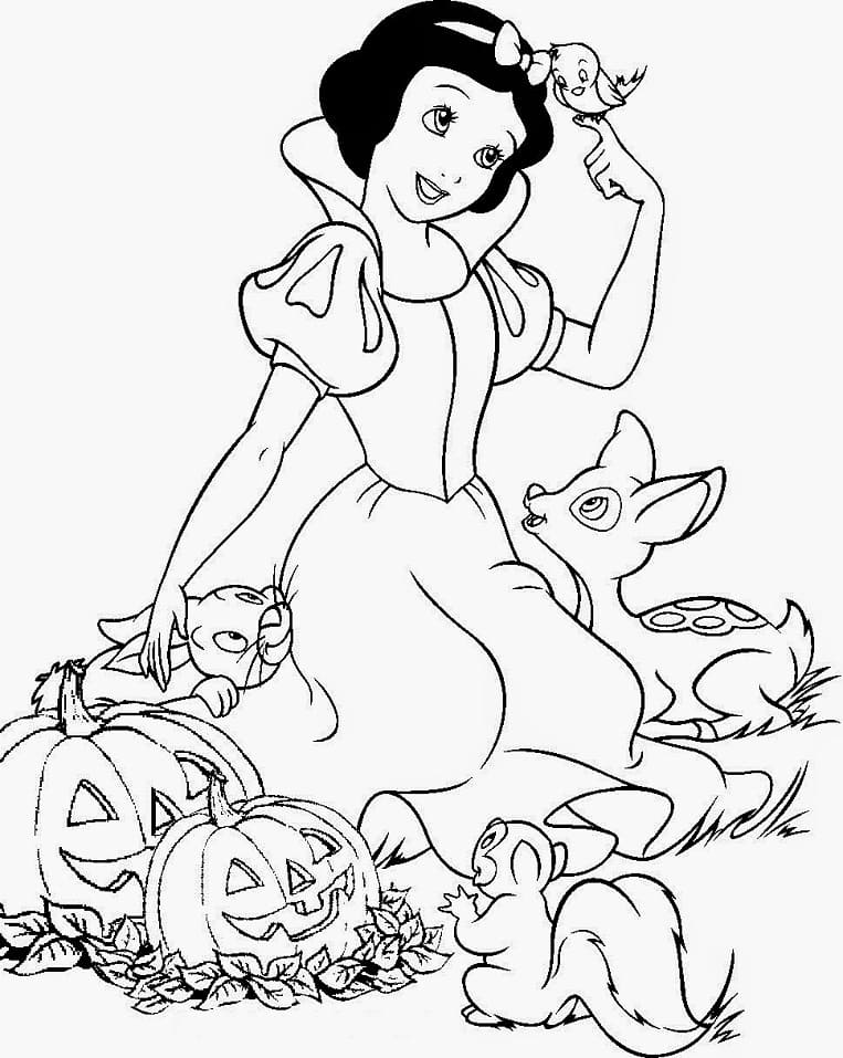 Disney Halloween Snow White Coloring Page