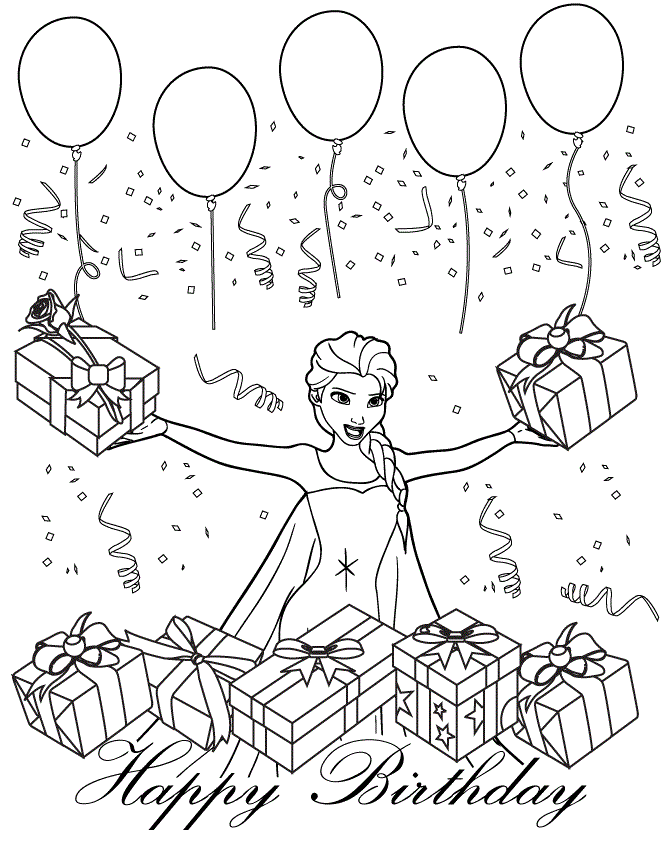 Disney Queen Elsa Bday Colouring Page Coloring Page