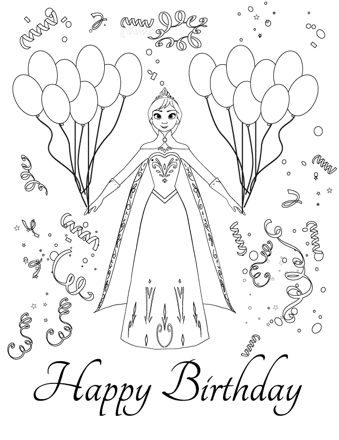 Disneys Frozen Anna Birthday Party Colouring Page Coloring Page
