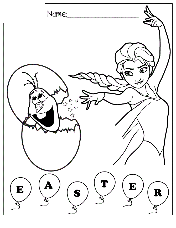 Disneys Frozen Theme Easter Colouring Page