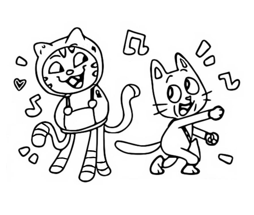 DJ Catnip and Pandy Paws Coloring Page