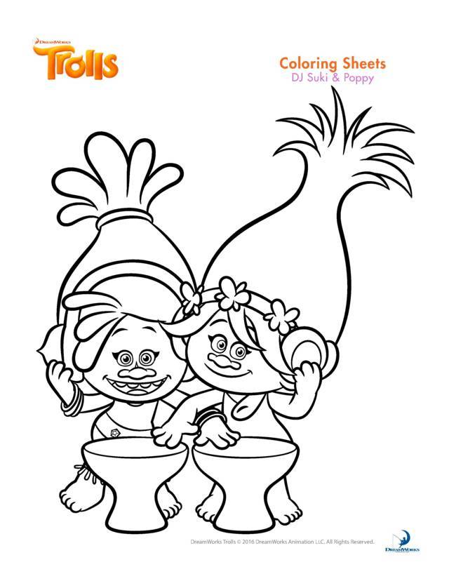 Dj Suki Poppy Trolls Coloring Page