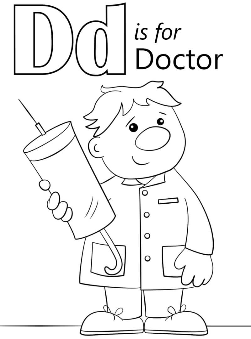 Doctor Letter D Coloring Page