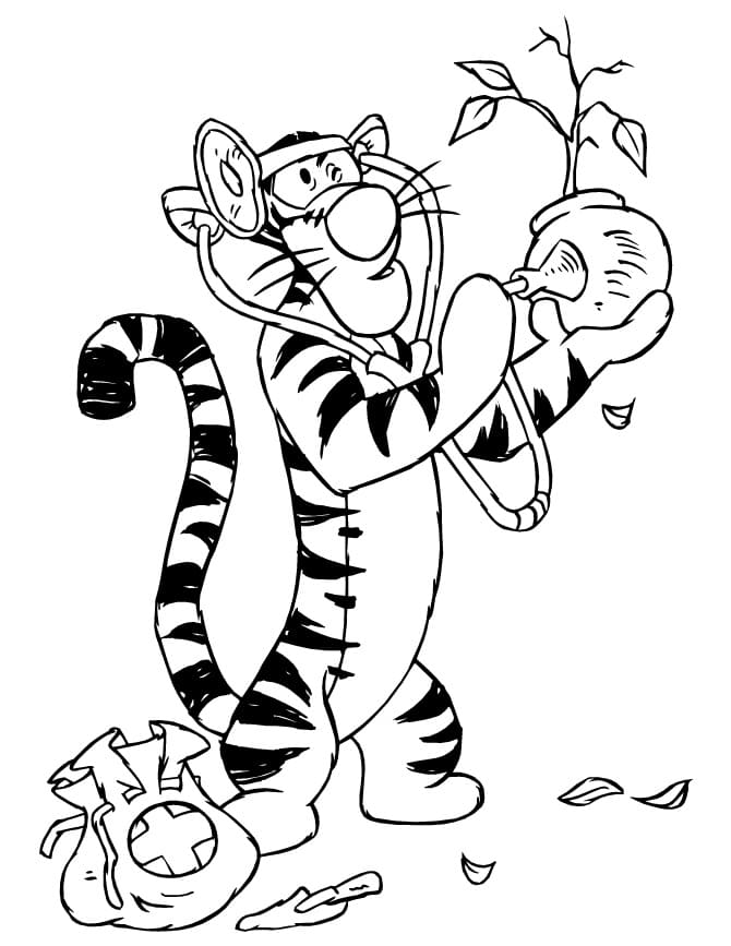 Doctor Tigger Coloring Page