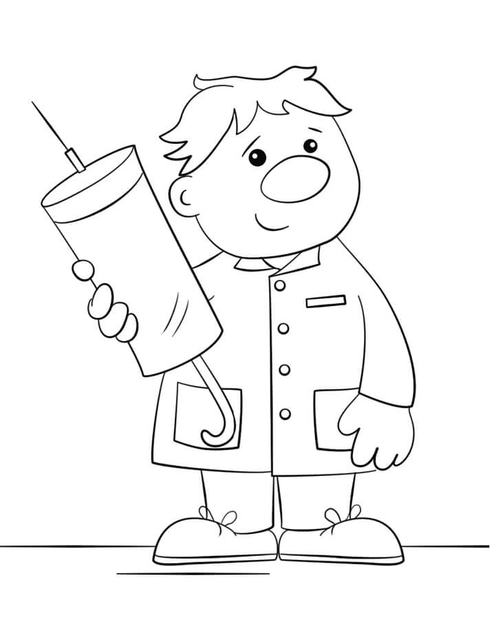 Doctor with a Syringe Coloring Page