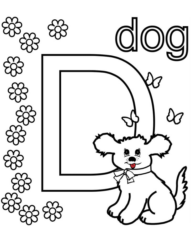 Dog Letter D 1 Coloring Page